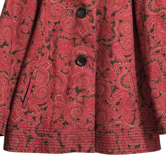 Talbots Paisley A-Line Stretch Back Pleat Swing Coat Sz L - Picture 4 of 9